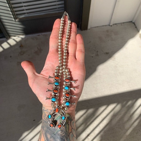 VintAge Turqouise coral squash blossom - Picture 6 of 7